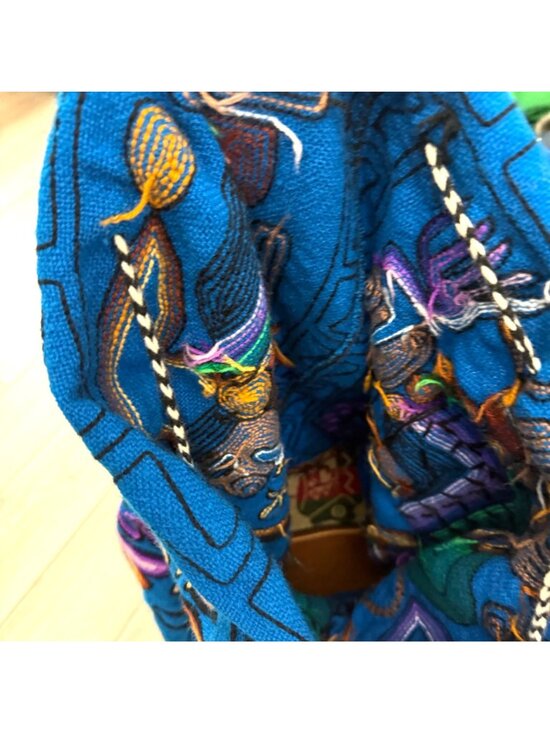 Women\'s Travel Backpack Blue Hand Woven Peruvian Rucksack Embroidered Boho main image 4
